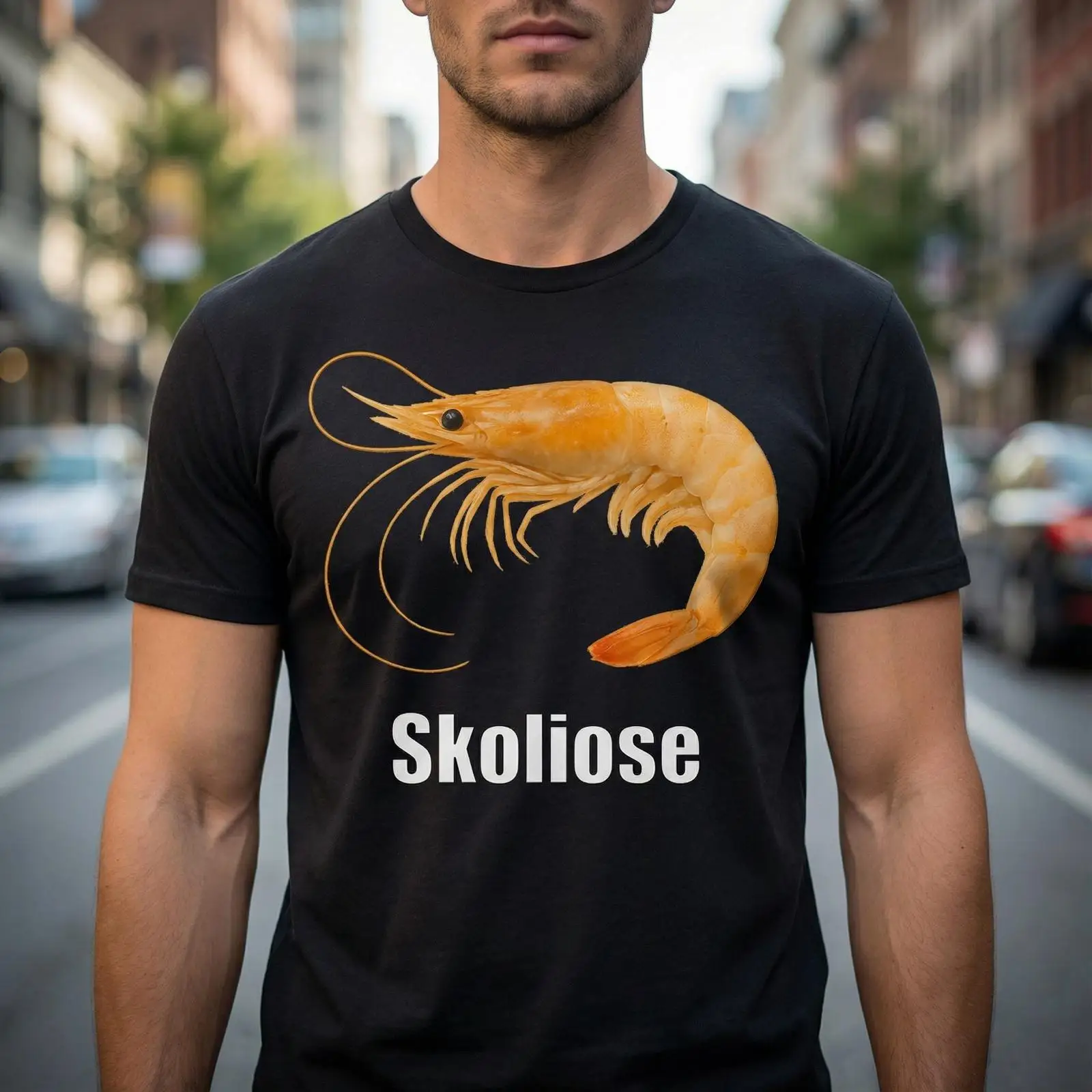 Vintage Fashion Gen Z - Kaos Shrimp Scoliosis, Humor Hitam, Sarkasme