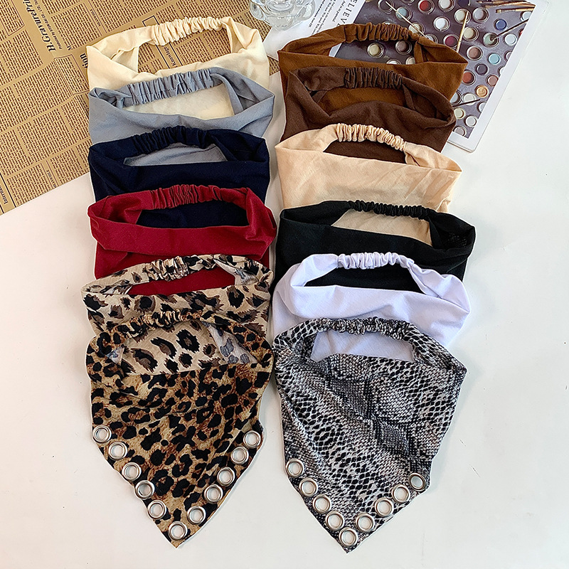 Vintage Fashion Rings - Syal Segitiga Motif Leopard Vintage Y2K,