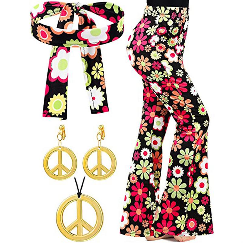 Wide Leg Trouser 70S - Celana Flare Motif Bohemian, Bando Halloween,