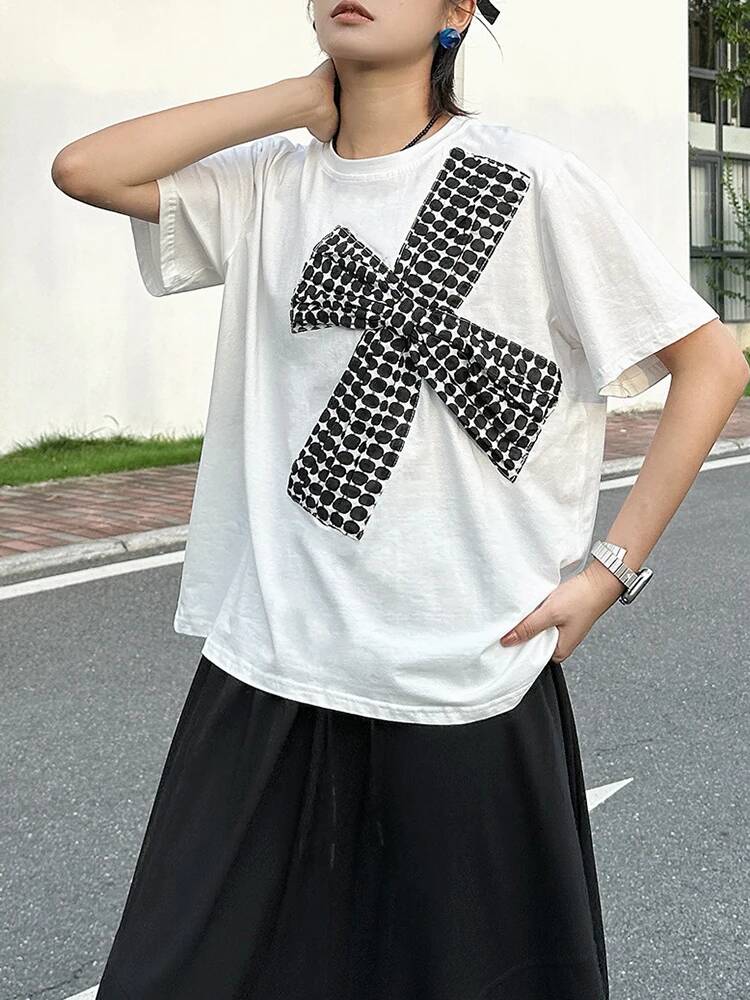 Vintage Fashion Build - Dot T-shirt Ukuran Besar Pita 3d
