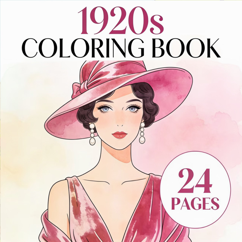 Vintage Fashion Coloring Pages - Buku Mewarnai Era 1920-an 24 Halaman