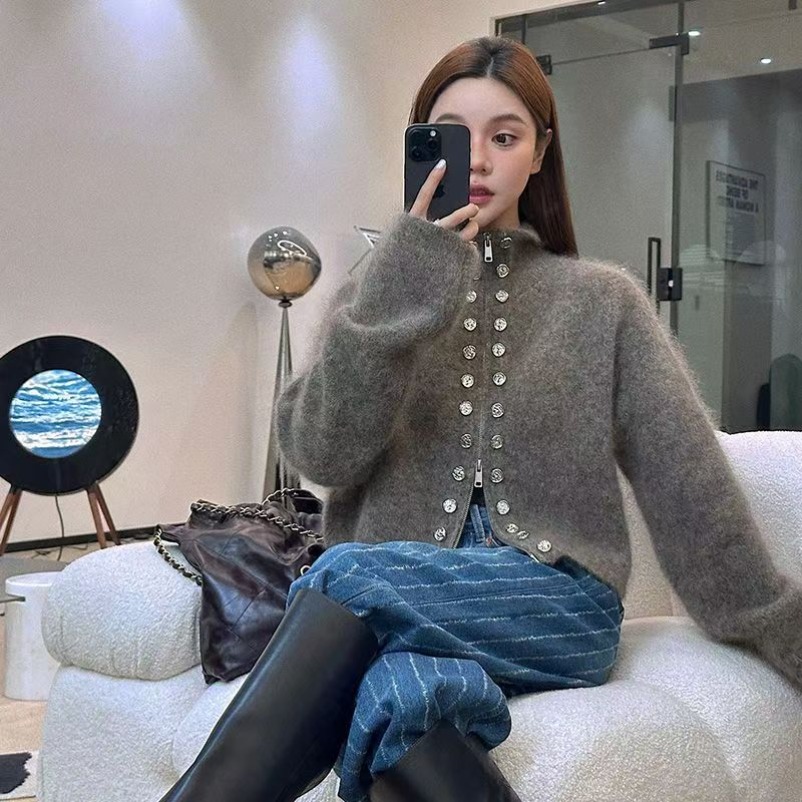 Crop Cardigan Vintage - Jumper Musim Dingin Wanita, kardigan uang