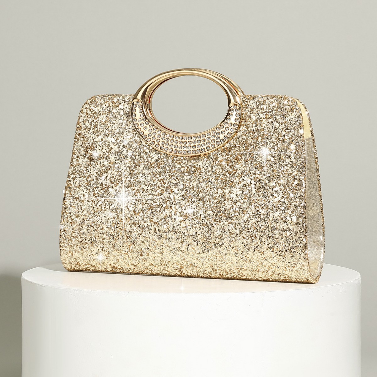 Vintage Fashion Rings - Tas tangan vintage besar bertekstur glitter,