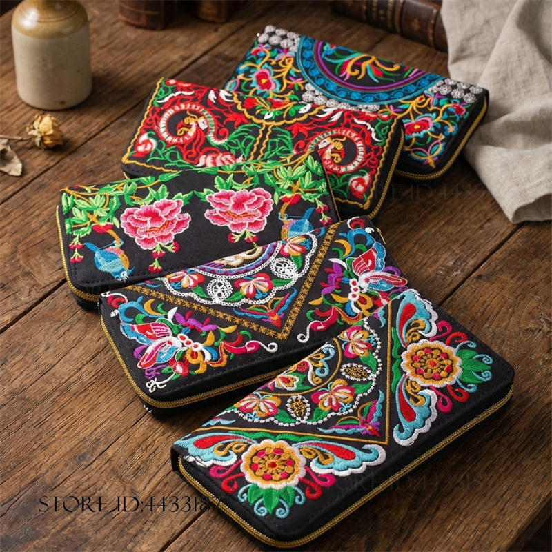 Vintage Fashion Style Female - Dompet Panjang Bordir Gaya Etnik Vintage