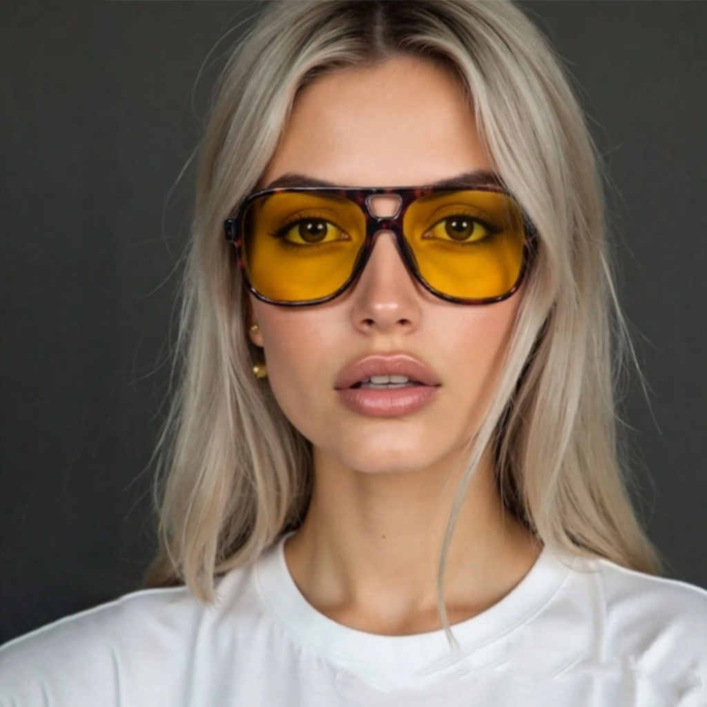 Vintage Fashion Glasses - Kacamata Pilot Double Bridge Desainer Klasik