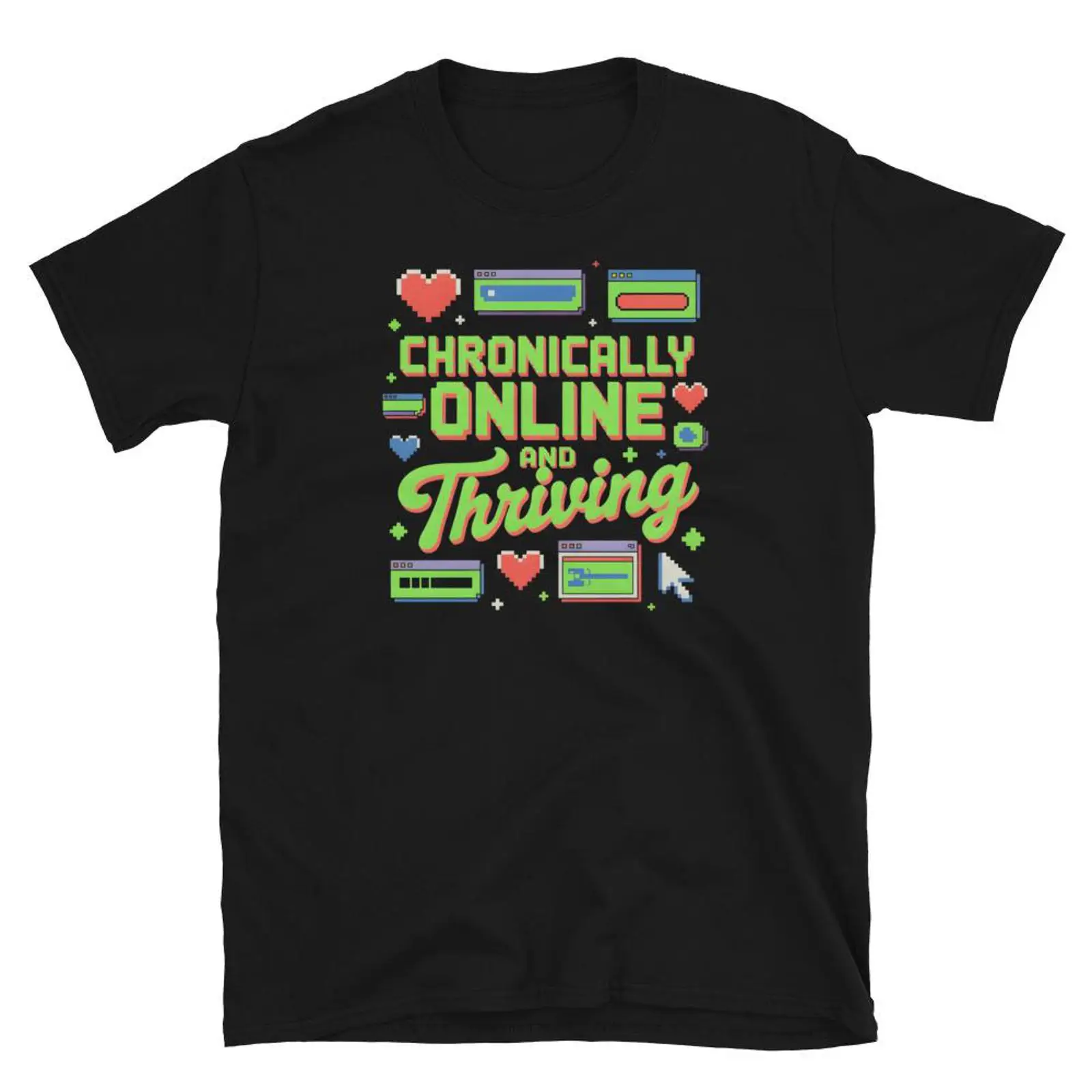 Vintage Fashion Gen Z - Kaos Chronically Online And Thriving, Humor