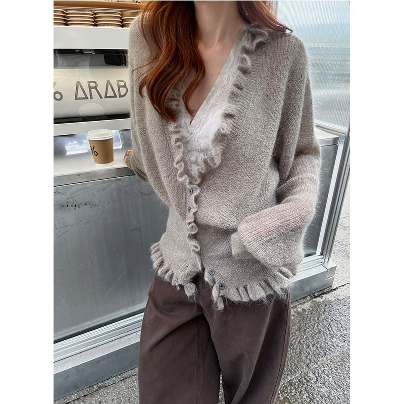 Kardigan Wanita Bergaya Korea  - Crop Cardigan Vintage ulasan dan harga