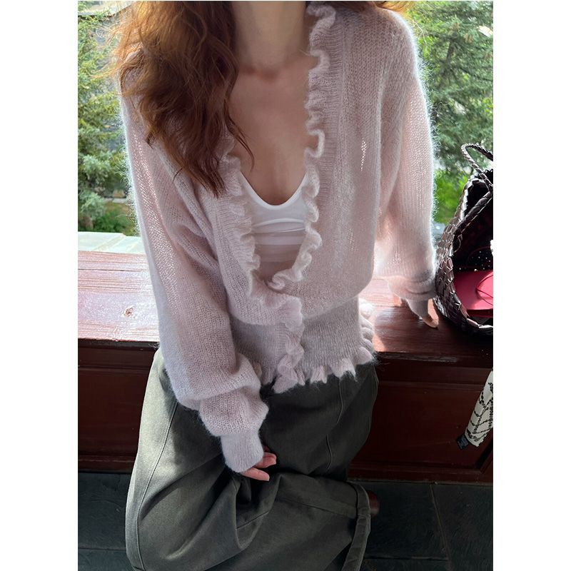 Kardigan Wanita Bergaya Korea  - Crop Cardigan Vintage ulasan dan harga