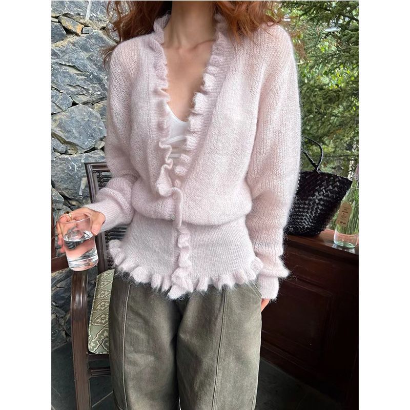Kardigan Wanita Bergaya Korea  - Crop Cardigan Vintage ulasan dan harga