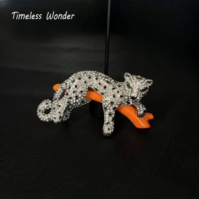 Bros Pin Leopard Zirkon Enamel - Vintage Fashion Runway ulasan dan harga