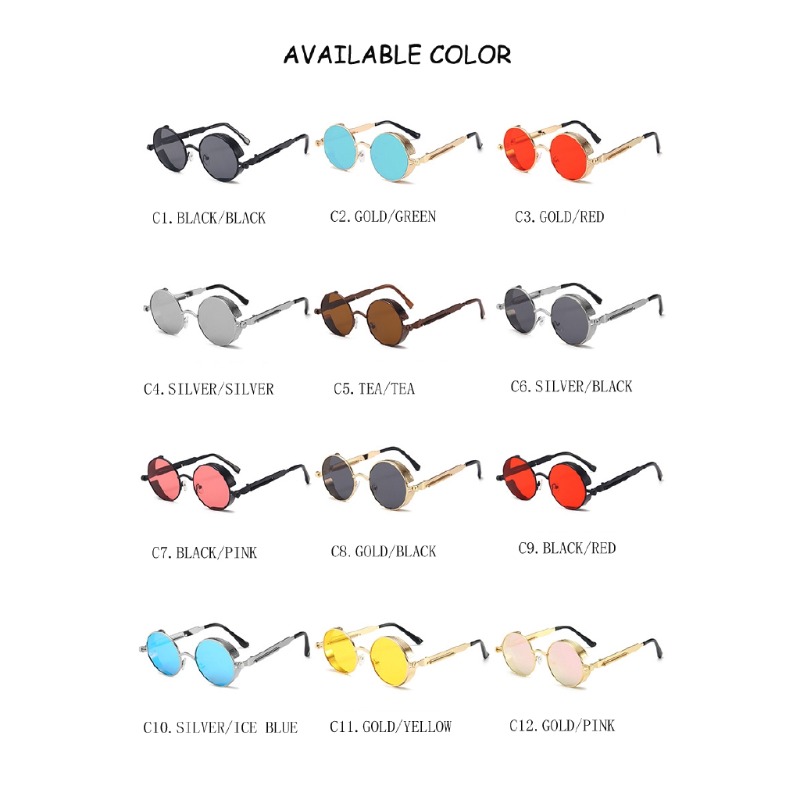 Kacamata Steampunk Logam Pria  - Vintage Fashion Glasses ulasan dan harga