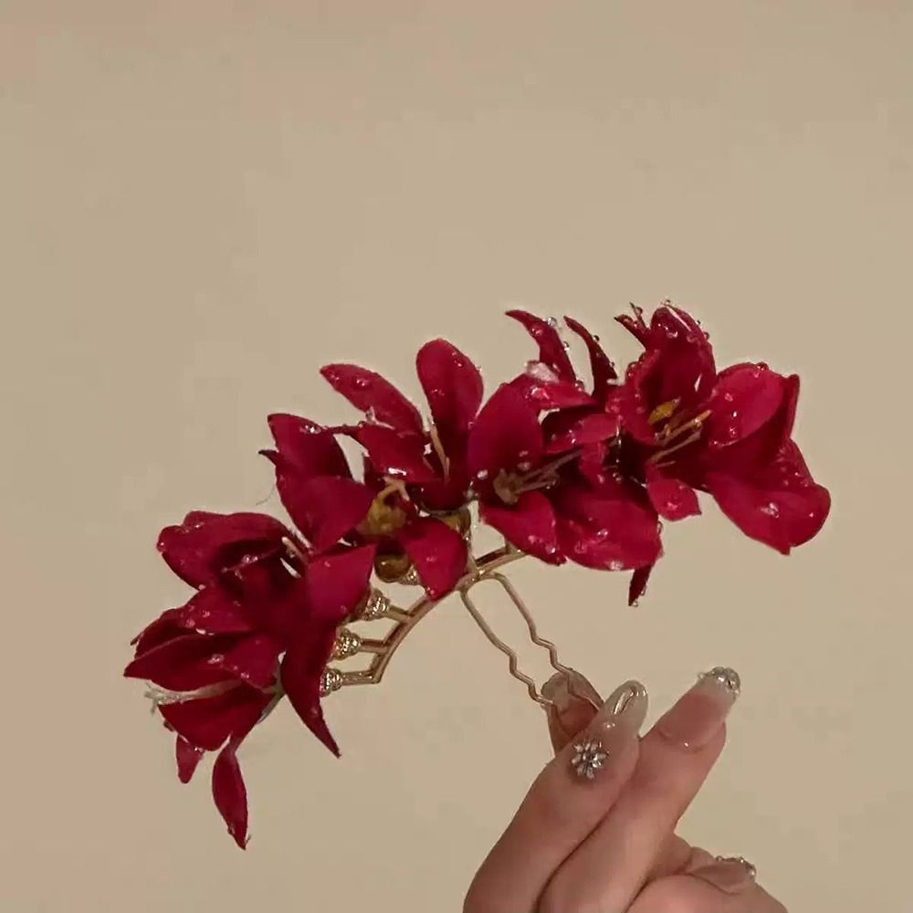 Jepit Rambut Bunga Mawar Merah - Vintage Fashion Ornaments ulasan dan harga