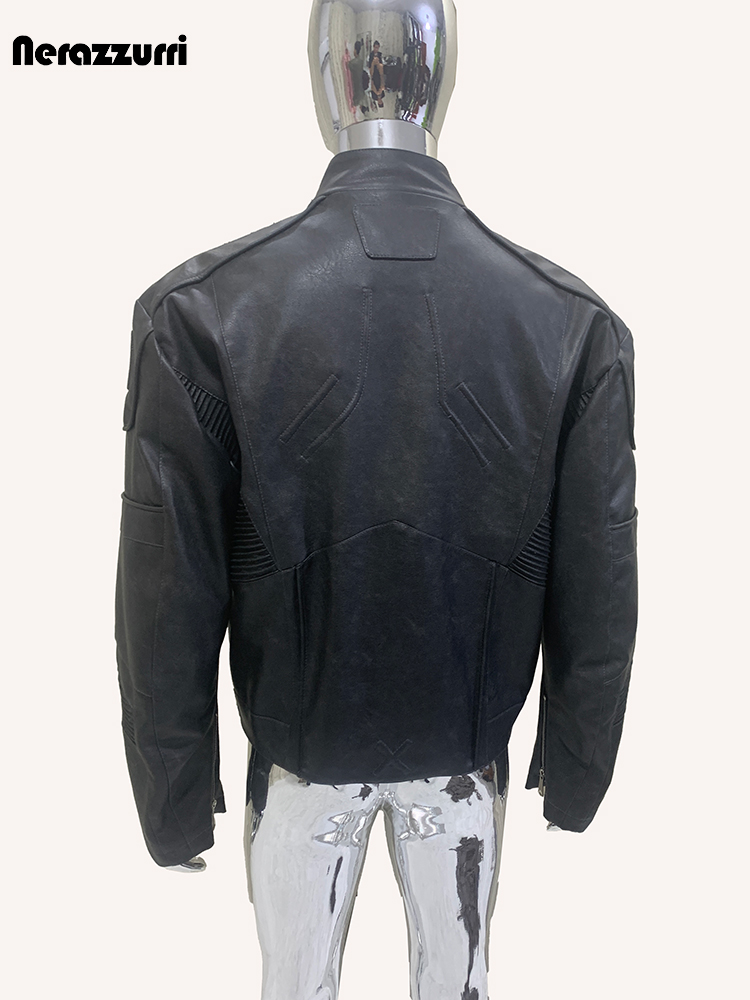 Nerazzurri Jaket Kulit PU Hita - Vintage Fashion Runway ulasan dan harga