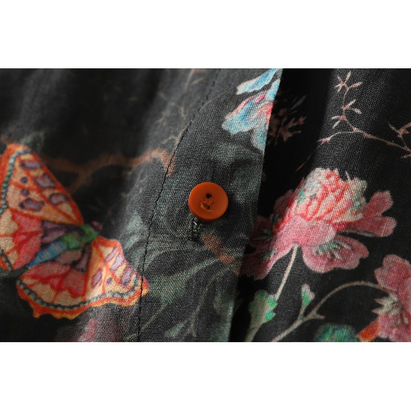 Blus atasan motif bunga antik  - Vintage Fashion Style Female ulasan dan harga