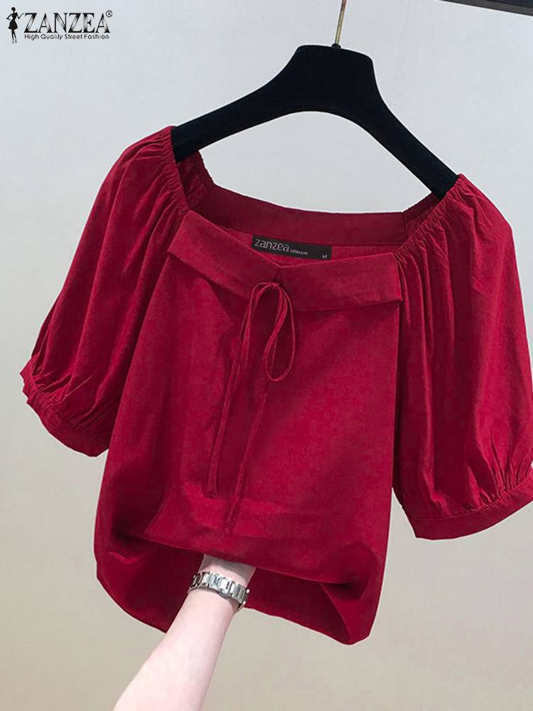 ZANZEA blus kasual kerah perse - Vintage Fashion Style Female ulasan dan harga
