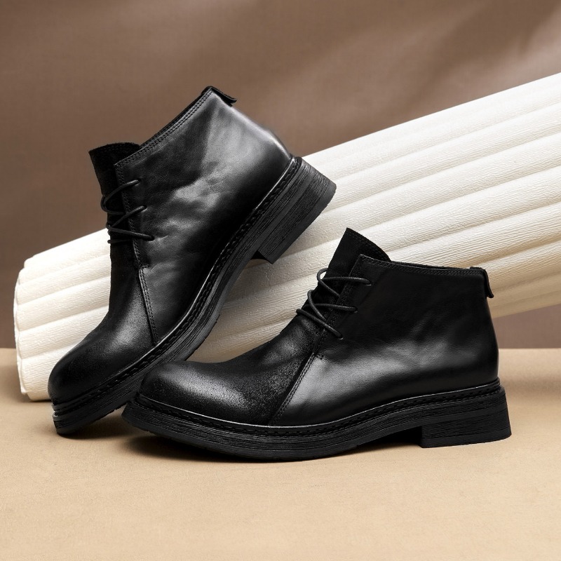 Sepatu Bot Kulit Asli Pria Vin - Vintage Fashion Luxury ulasan dan harga