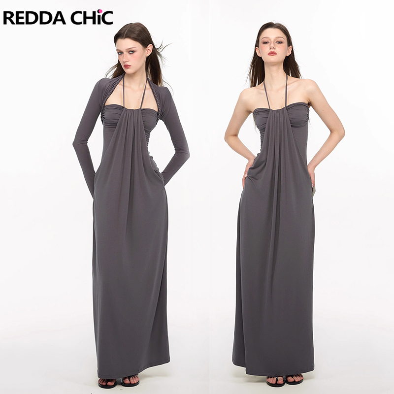 REDDACHiC Set Gaun Rajut Elega - Crop Cardigan Vintage ulasan dan harga