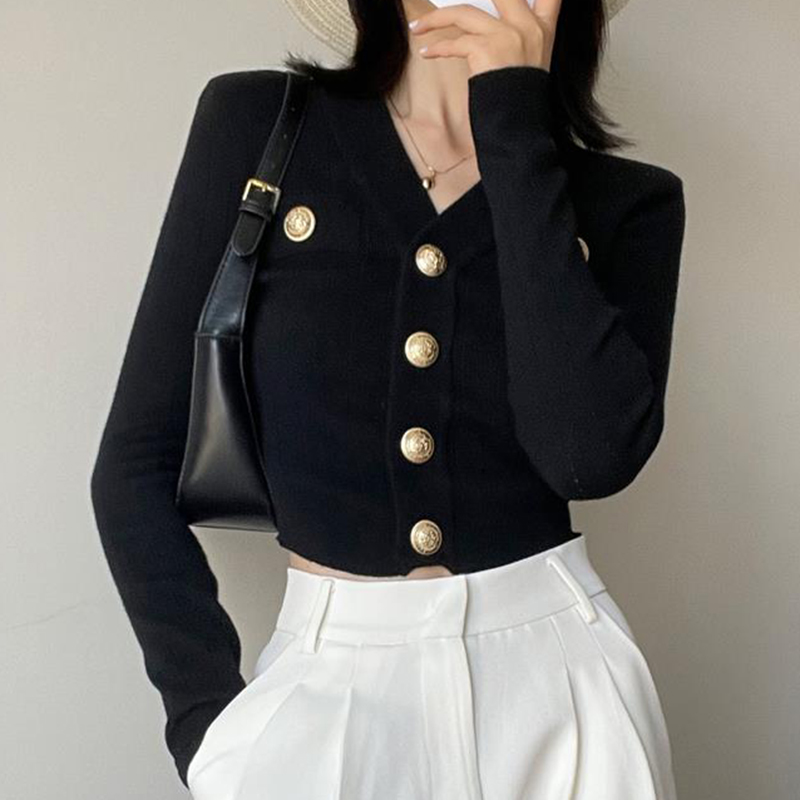 Kardigan Rajut Depan Kancing E - Crop Cardigan Vintage ulasan dan harga
