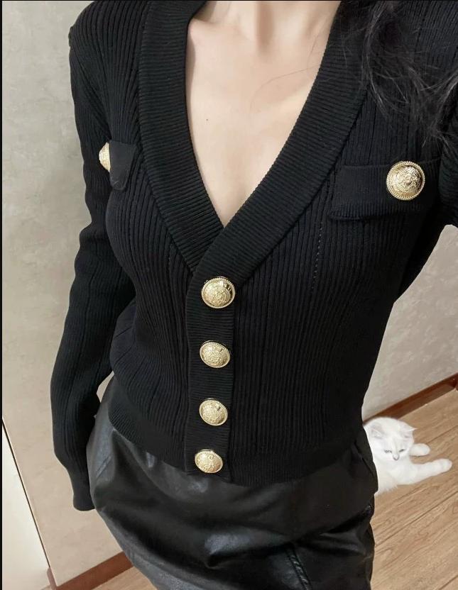 Kardigan Rajut Depan Kancing E - Crop Cardigan Vintage ulasan dan harga