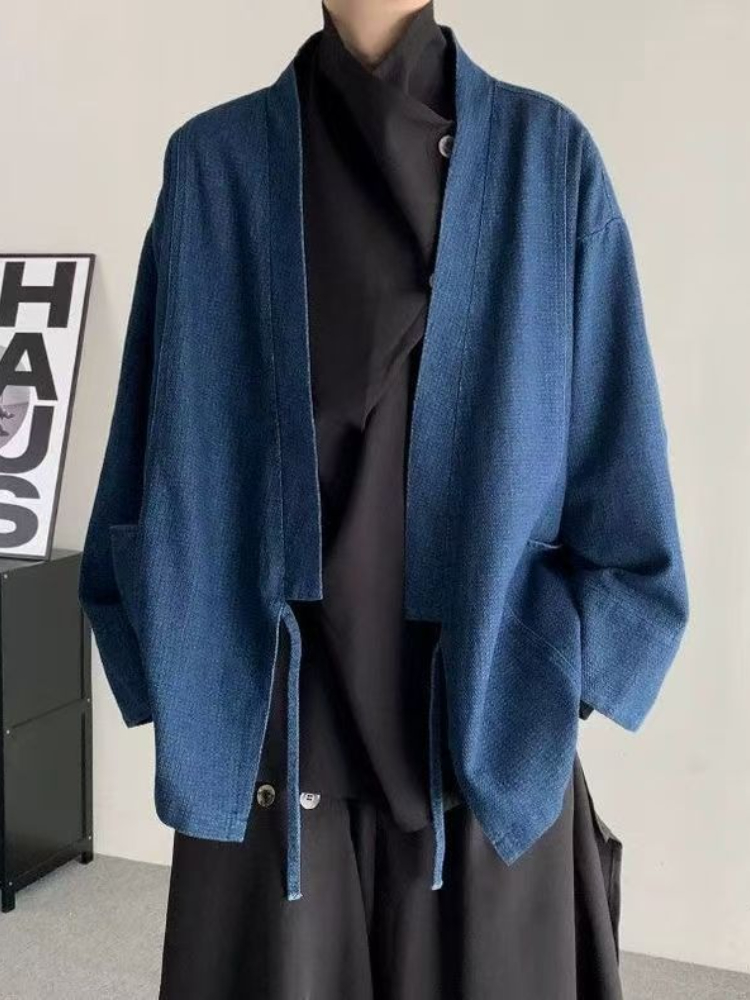 Mantel Denim Gaya Jepang Vinta - Crop Cardigan Vintage ulasan dan harga