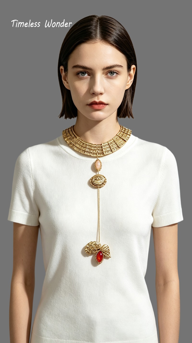 Kalung Rumbai Kaca Geo Mewah y - Vintage Fashion Runway ulasan dan harga