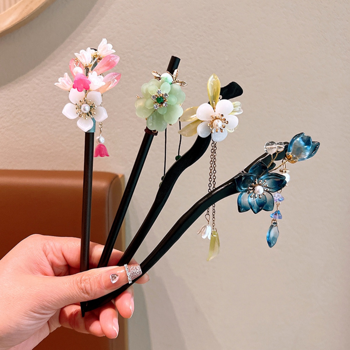 Jepit Rambut Kayu Rumbai Bunga - Vintage Fashion Accessories ulasan dan harga
