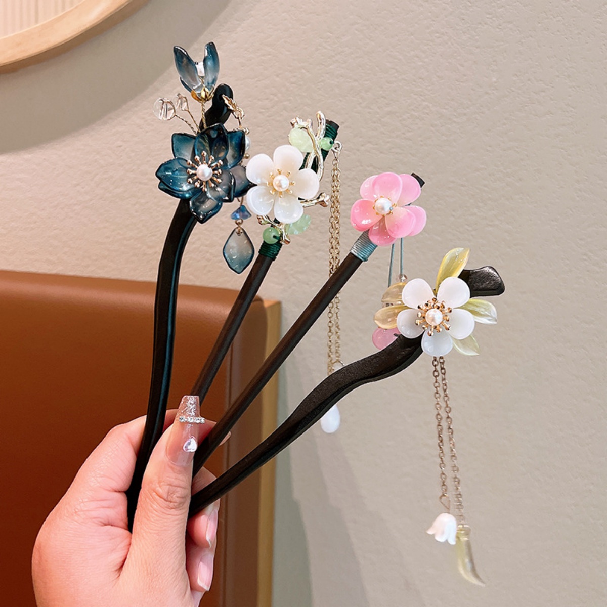 Jepit Rambut Kayu Rumbai Bunga - Vintage Fashion Accessories ulasan dan harga