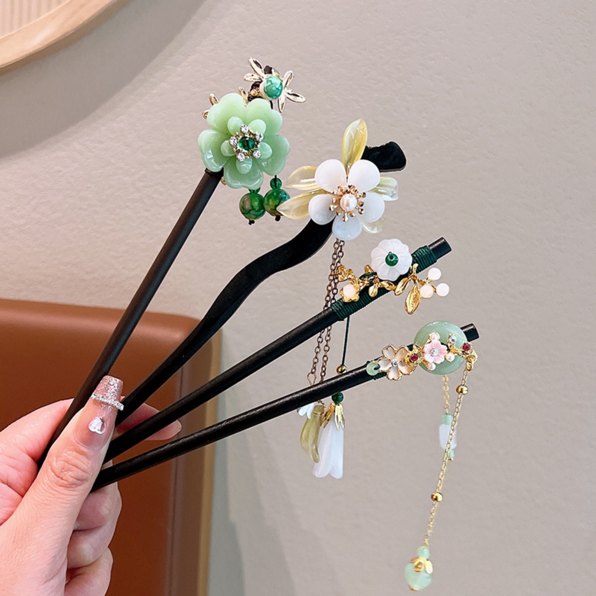 Jepit Rambut Kayu Rumbai Bunga - Vintage Fashion Accessories ulasan dan harga